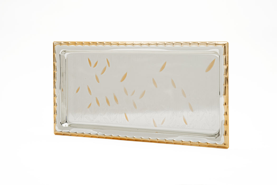 Silverplated Rectangle Tray Gold+Silver M 38.8x19 Cm