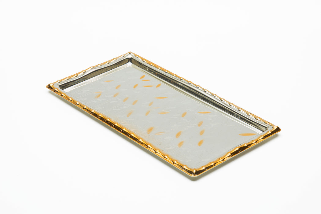 Silverplated Rectangle Tray Gold+Silver S 32x17 Cm
