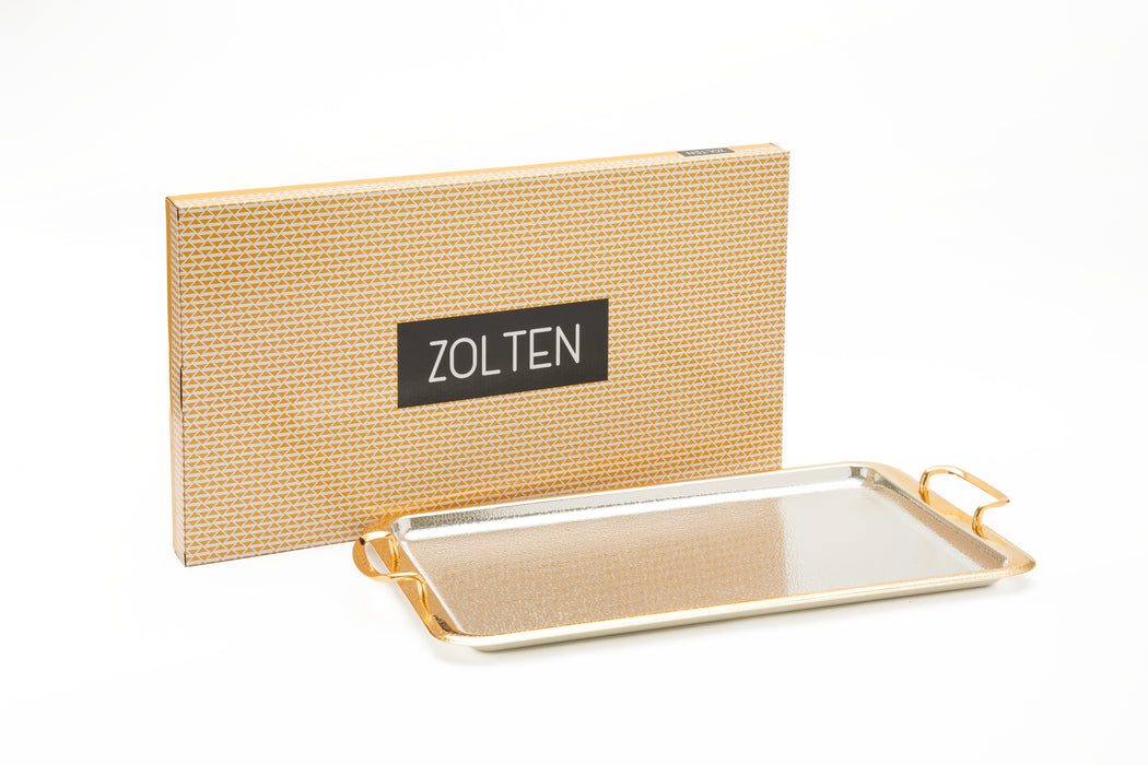 Silverplated Rectangle Tray Gold+Silver Xl 50x30.5 Cm