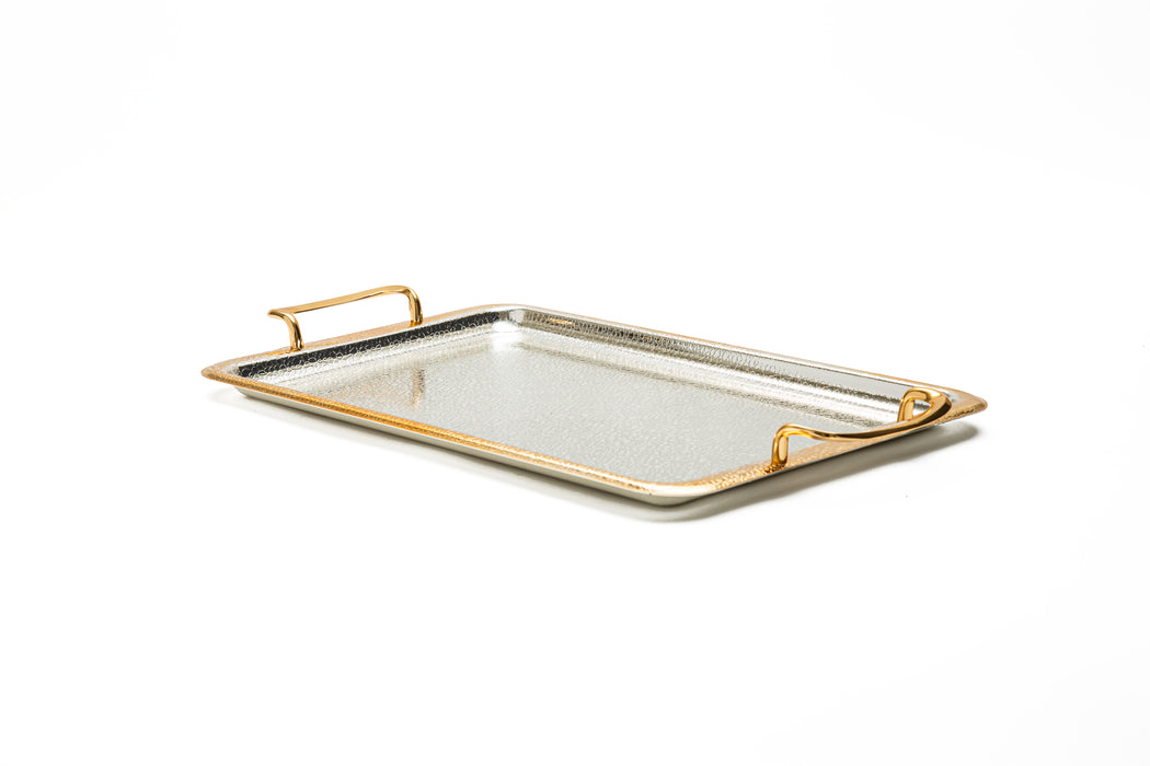 Silverplated Rectangle Tray Gold+Silver M 34.5x22.2 Cm