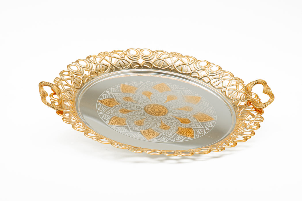 Silverplated Round Tray Gold+Silver M 45cm