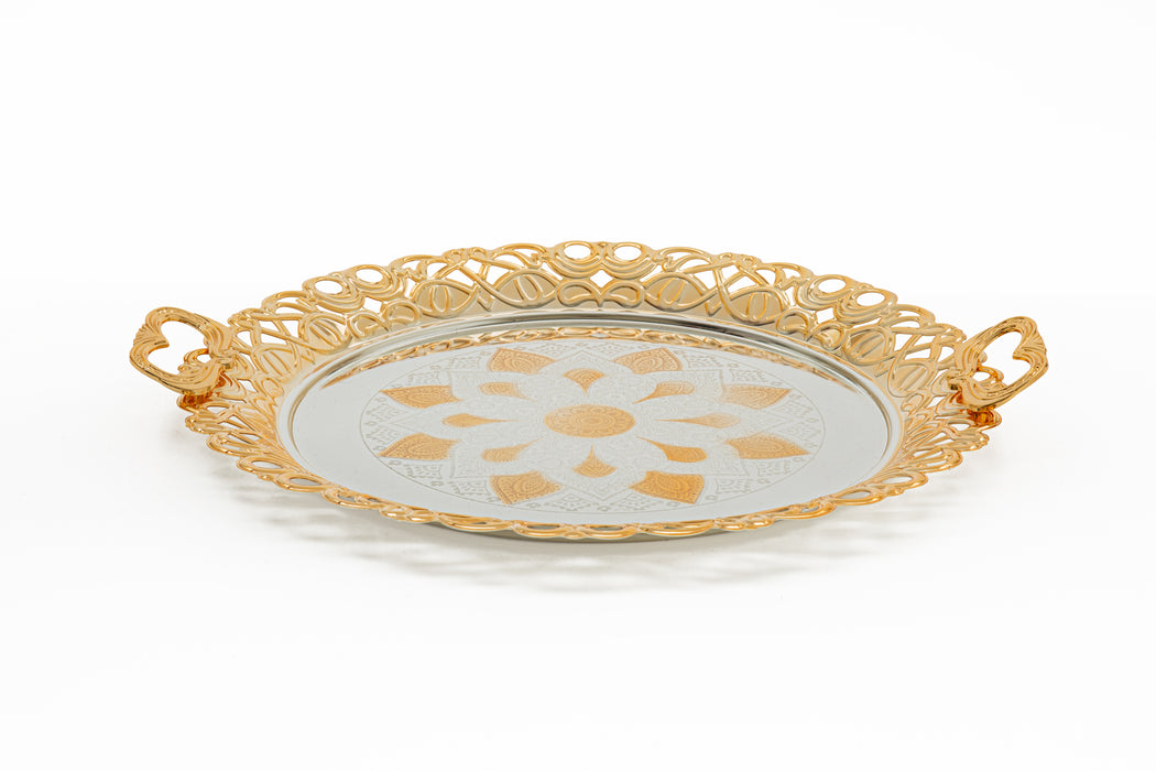 Silverplated Round Tray Gold+Silver M 45cm