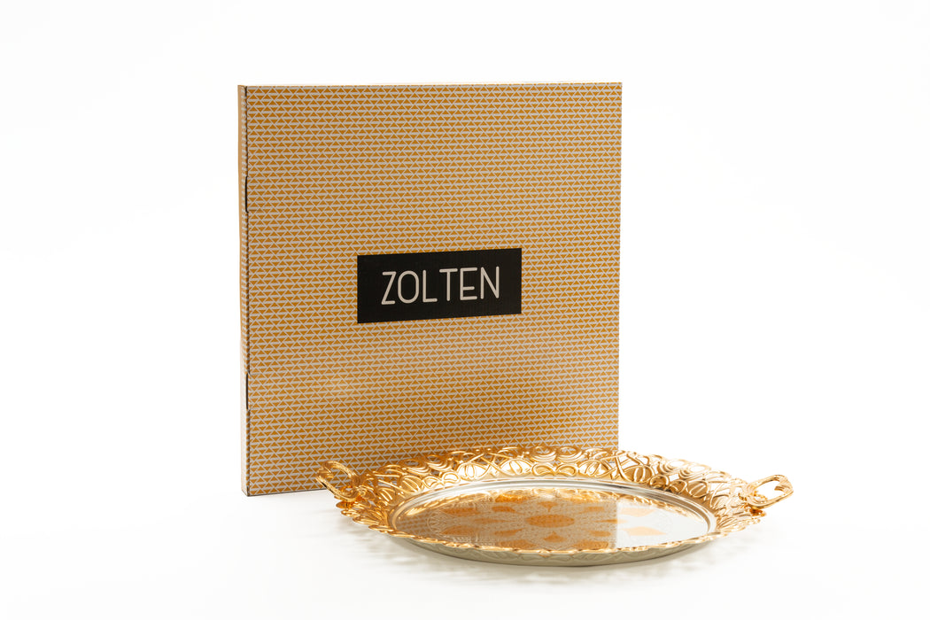 Silverplated Round Tray Gold+Silver M 45cm