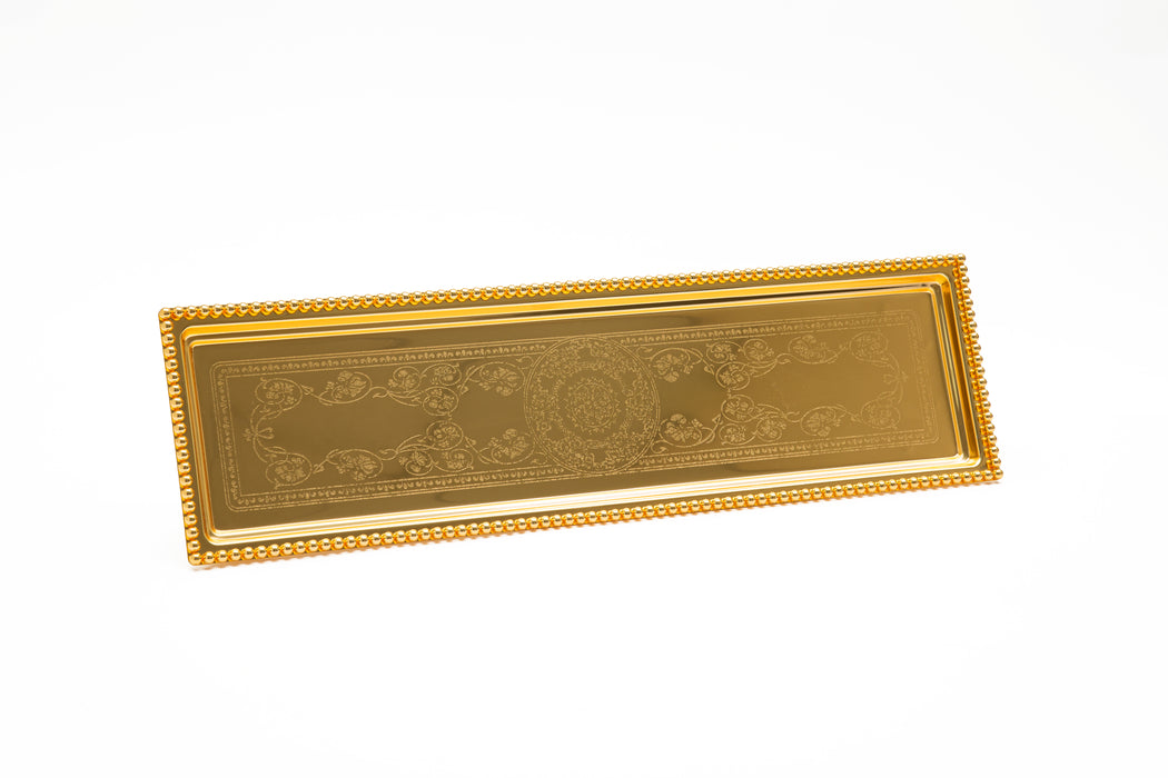 Silverplated Rectangle Tray With Leg L Gold 80x17cm