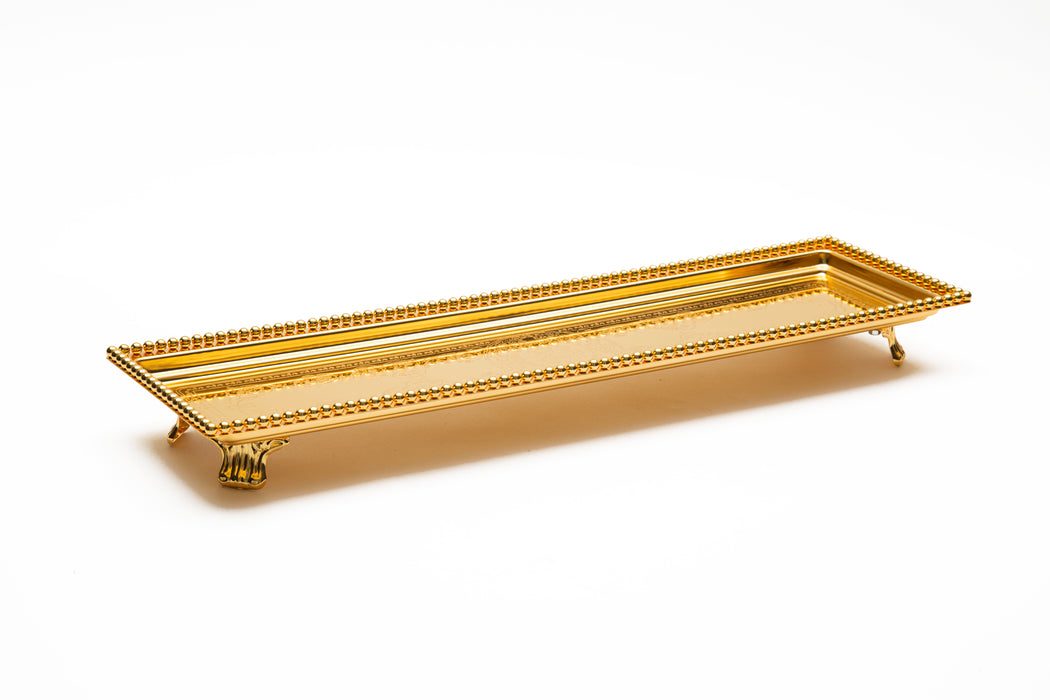 Silverplated Rectangle Tray With Leg L Gold 80x17cm