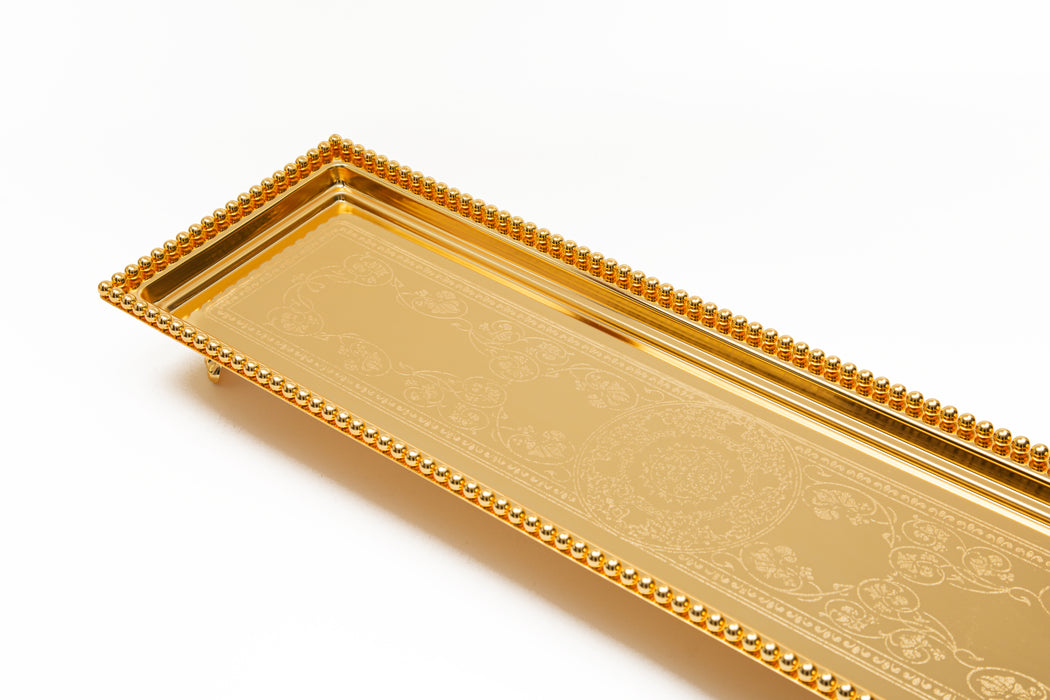 Silverplated Rectangle Tray With Leg L Gold 80x17cm