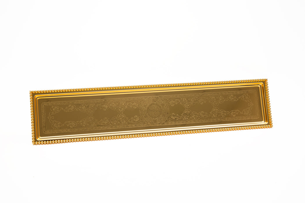 Silverplated Rectangle Tray With Leg M Gold 60x17cm