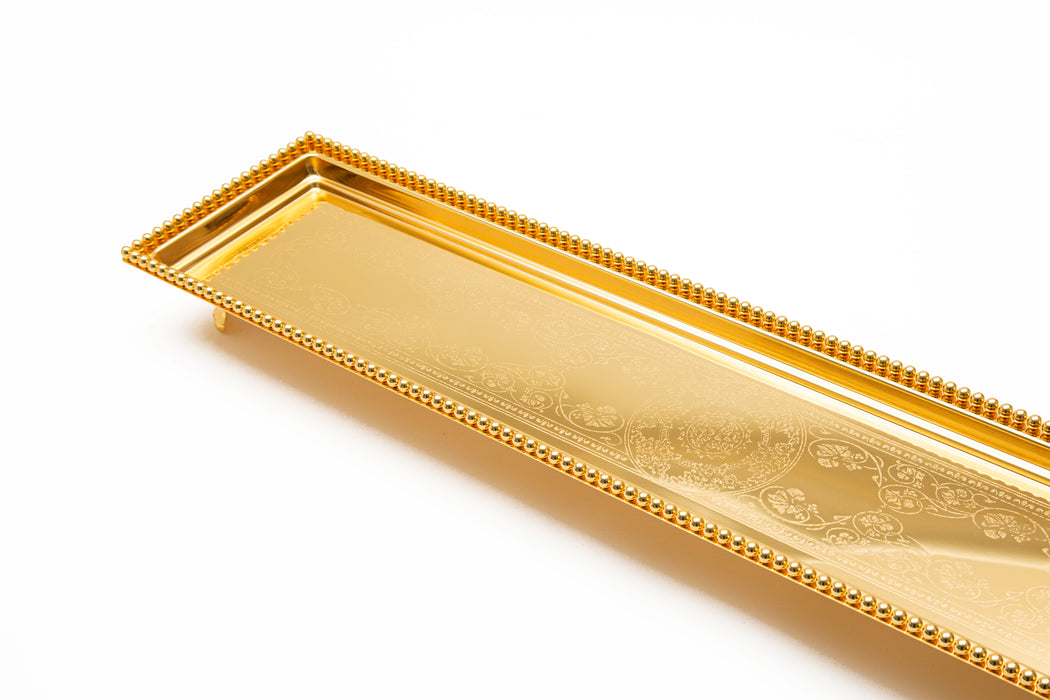 Silverplated Rectangle Tray With Leg M Gold 60x17cm
