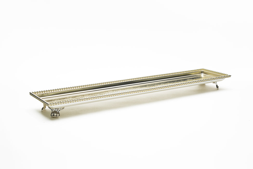 Silverplated Rectangle Tray With Leg M Silver 60x17cm