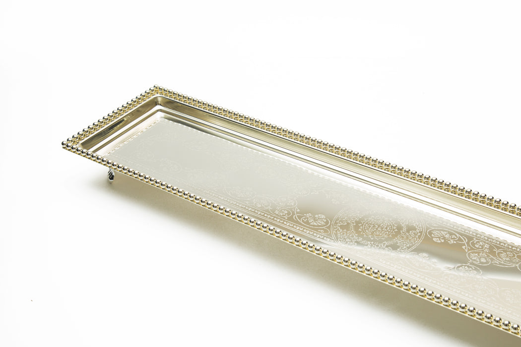 Silverplated Rectangle Tray With Leg M Silver 60x17cm