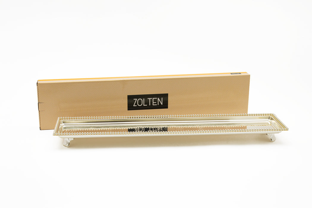 Silverplated Rectangle Tray With Leg M Silver 60x17cm