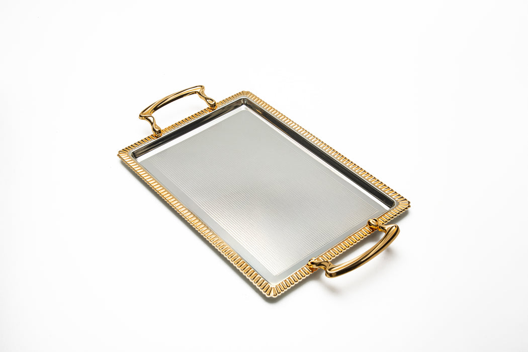 Silverplated Rectangle Tray M Gold+Silver 34.5x23.5cm