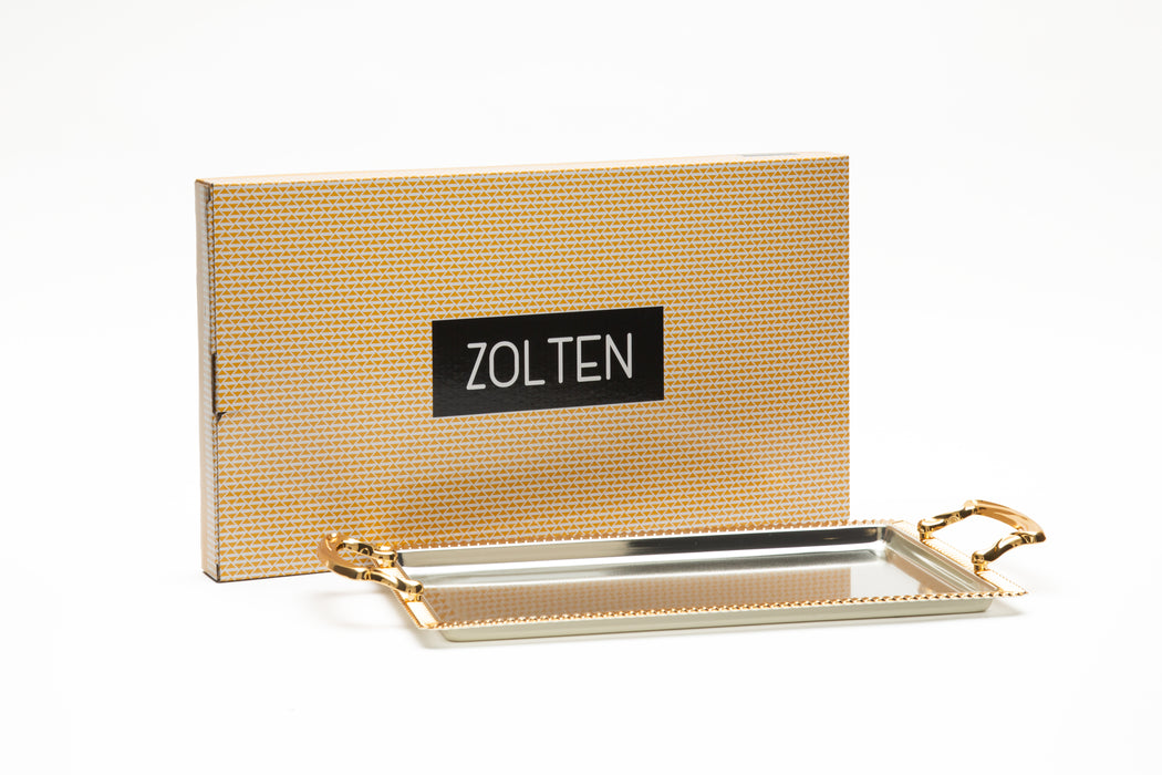 Silverplated Rectangle Tray M Gold+Silver 34.5x23.5cm