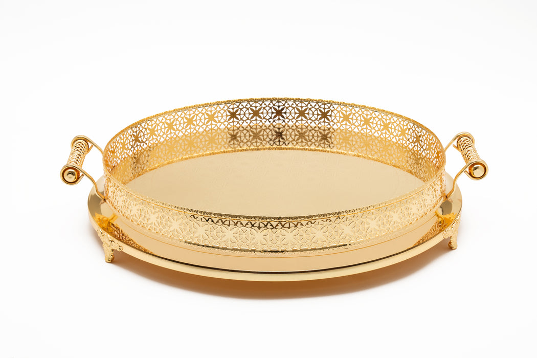 Silverplated Round Tray L Gold 48cm