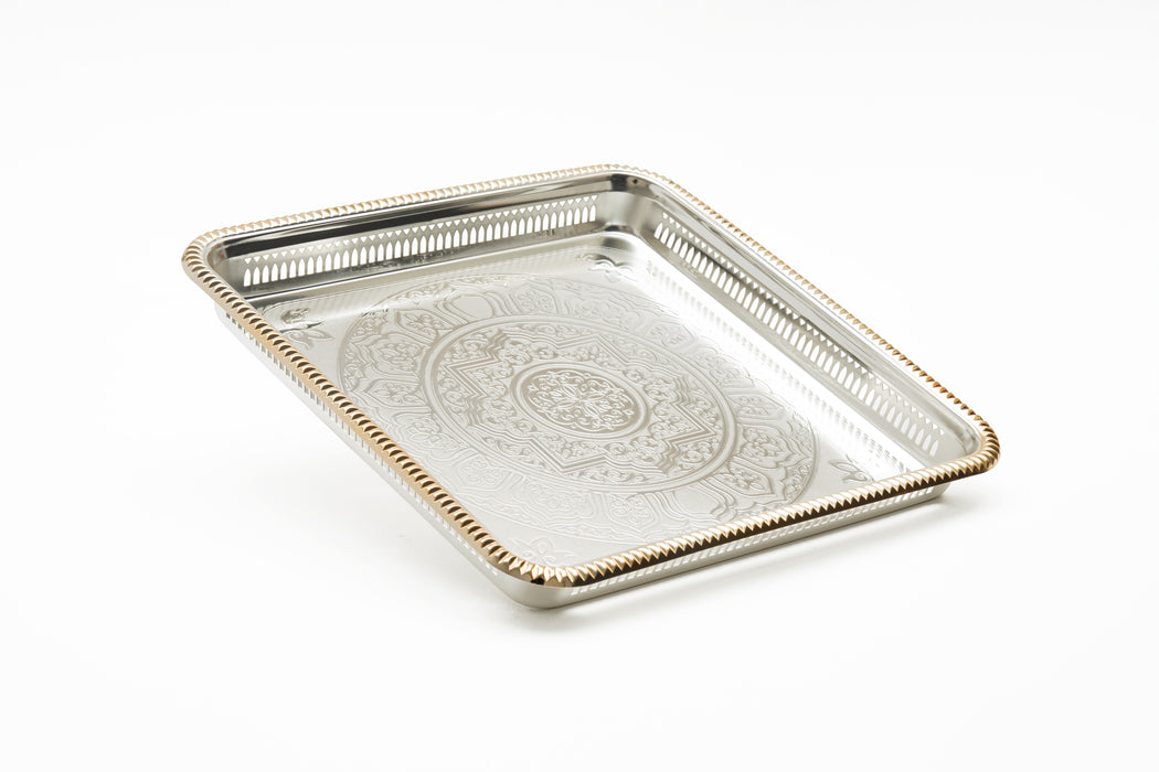 Silverplated Square Tray S Gold+Silver 35.3x35.3cm