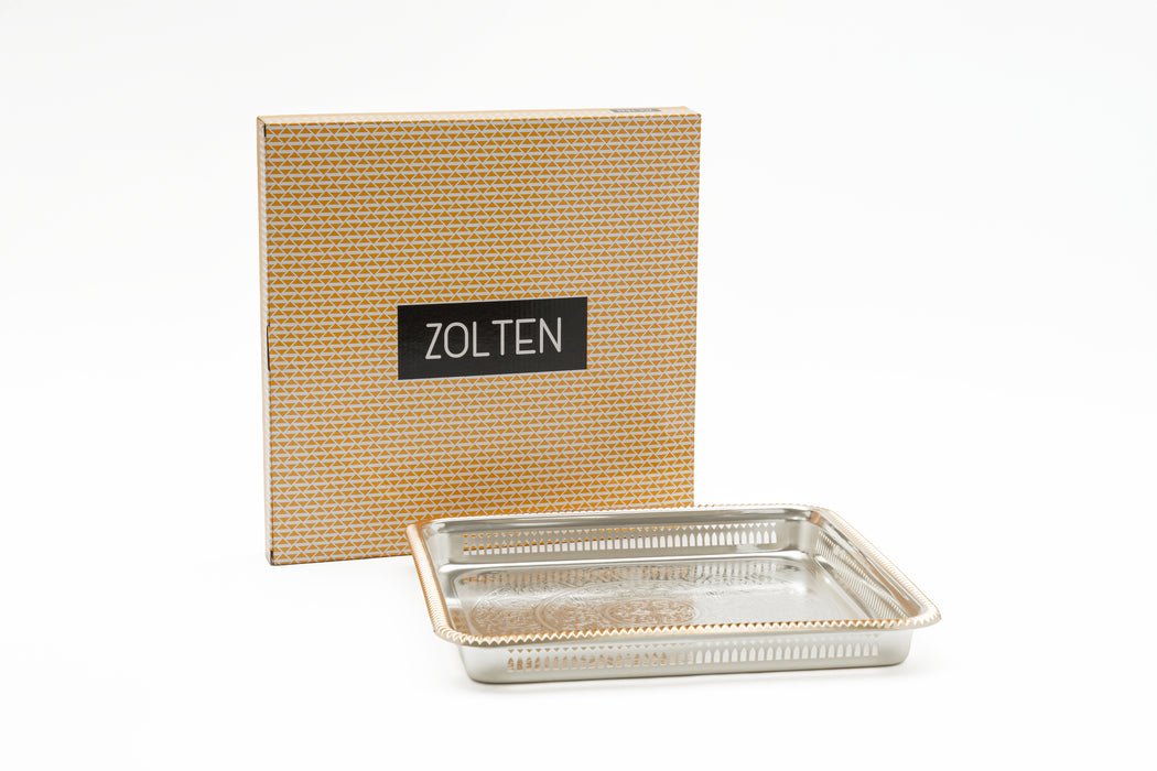 Silverplated Square Tray S Gold+Silver 35.3x35.3cm