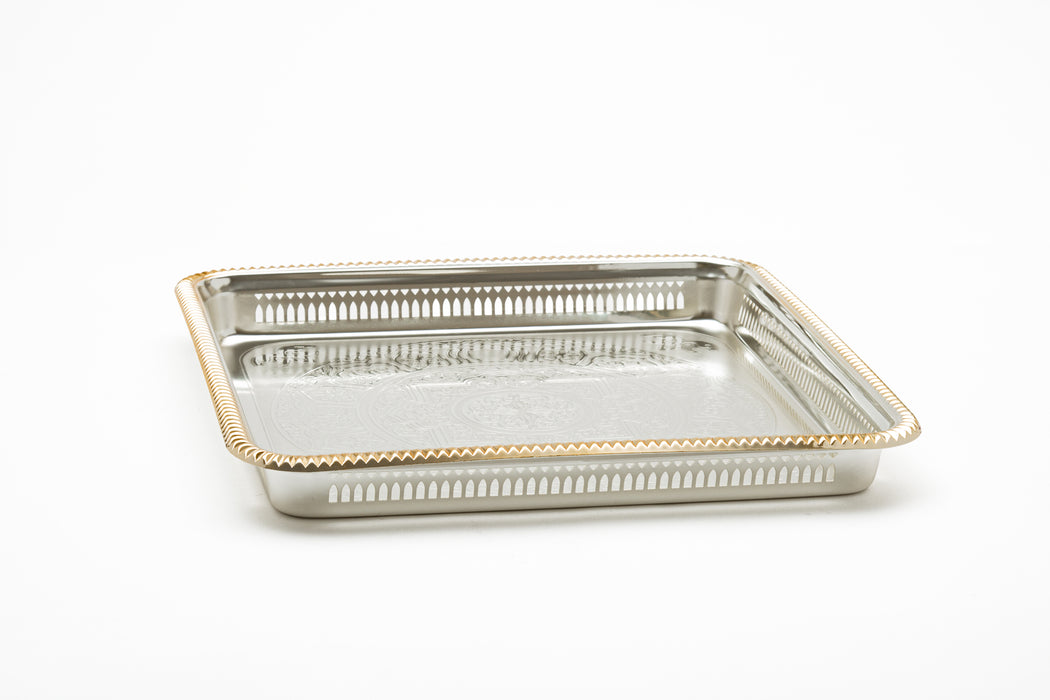 Silverplated Square Tray S Gold+Silver 35.3x35.3cm