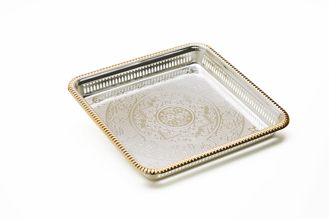 Silverplated Square Tray Vs Gold+Silver 29.3x29.3cm