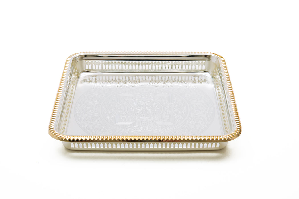 Silverplated Square Tray Vs Gold+Silver 29.3x29.3cm