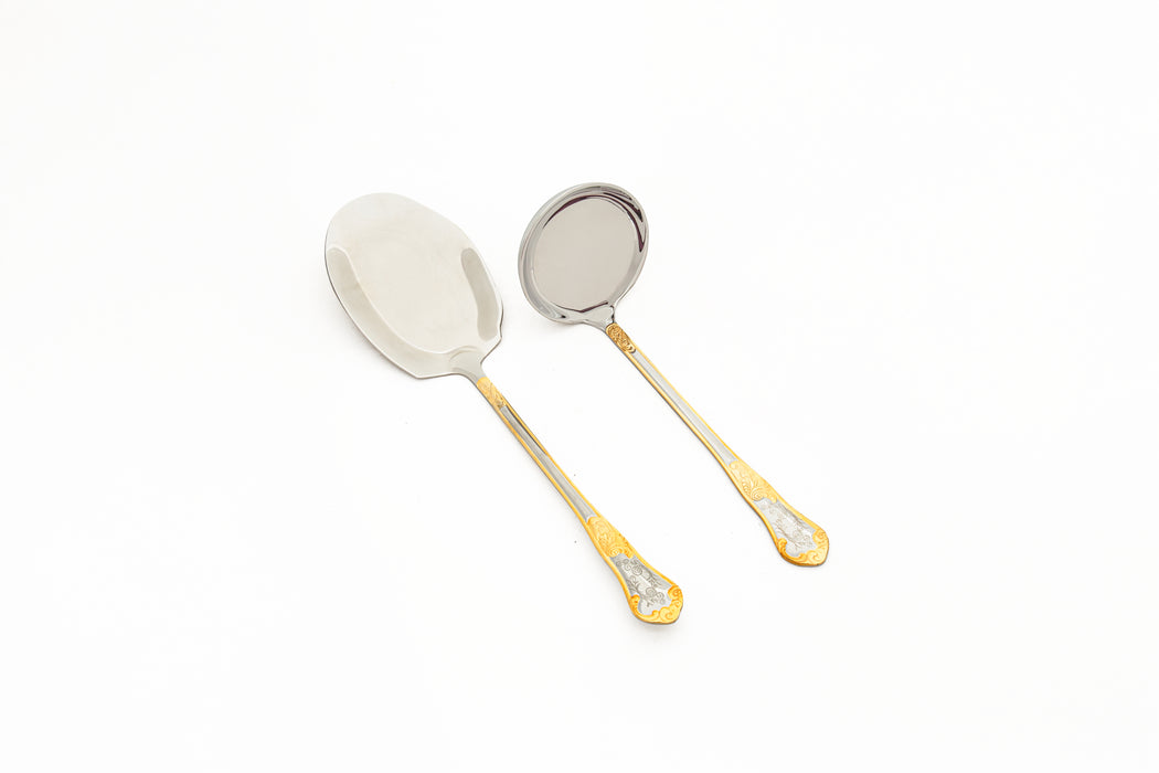 Classic Stainless Steel 38pc Cutlery Set With Stand Gold With Laser Finish