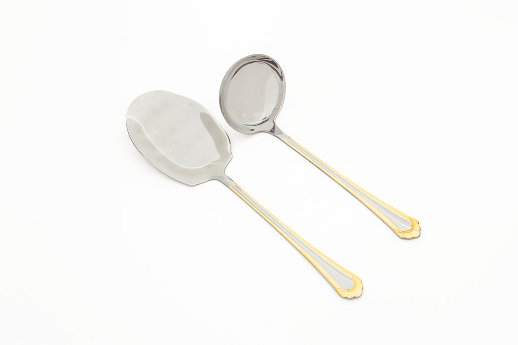 Drape Stainless Steel 32pc Cutlery Set With Stand Gold With Mirror Finish