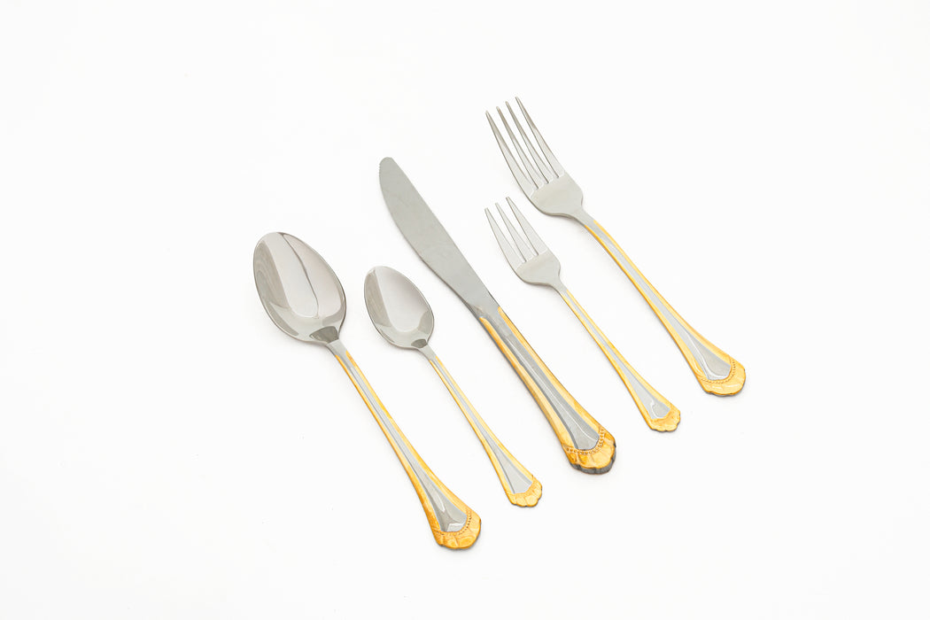 Drape Stainless Steel 32pc Cutlery Set With Stand Gold With Mirror Finish