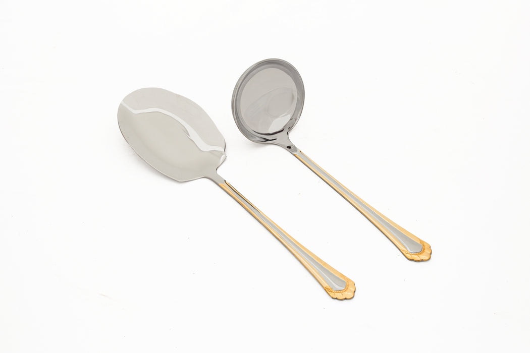 Drape Stainless Steel 38pc Cutlery Set With Stand Gold With Mirror Finish