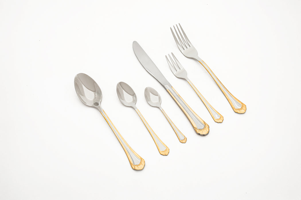 Drape Stainless Steel 38pc Cutlery Set With Stand Gold With Mirror Finish