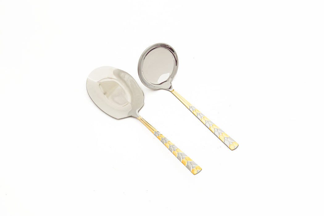 Moon Stainless Steel 38pc Cutlery Set With Stand Gold With Mirror Finish