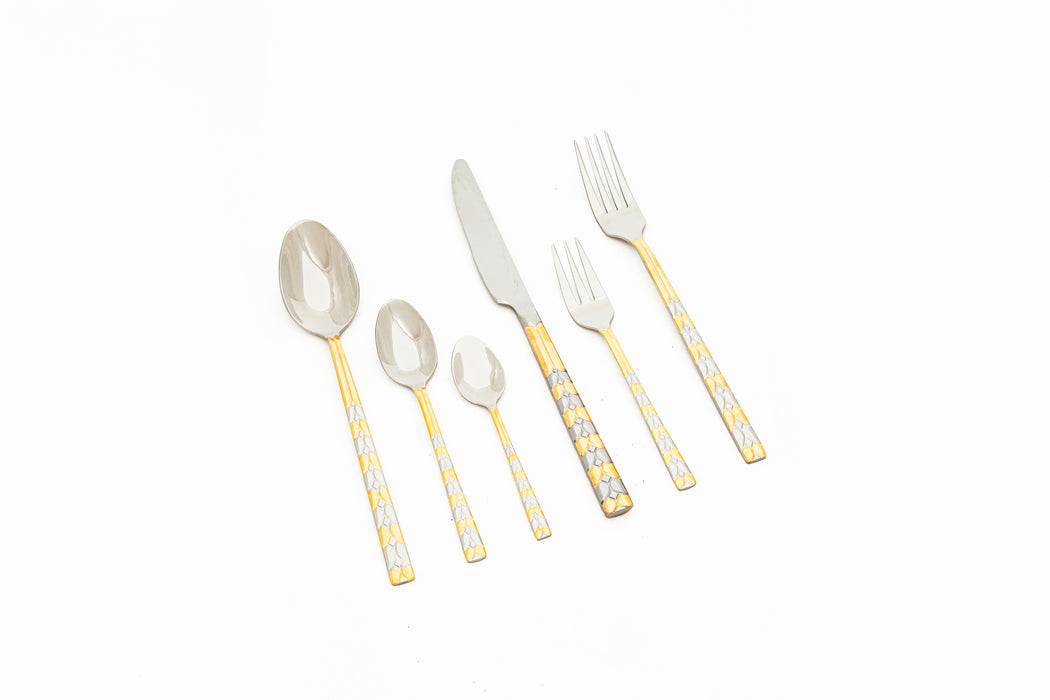 Moon Stainless Steel 38pc Cutlery Set With Stand Gold With Mirror Finish