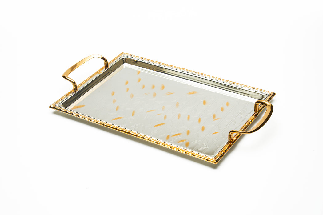 Silverplated Rectangle Tray Gold+Silver L 42.5x27.6 Cm
