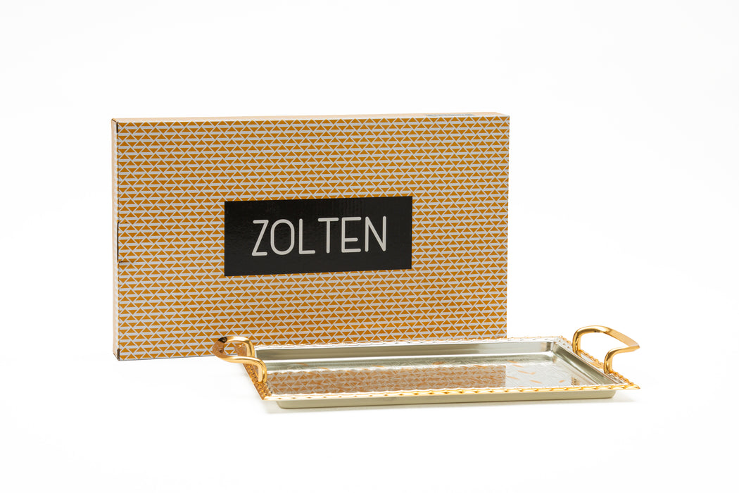 Silverplated Rectangle Tray Gold+Silver L 42.5x27.6 Cm