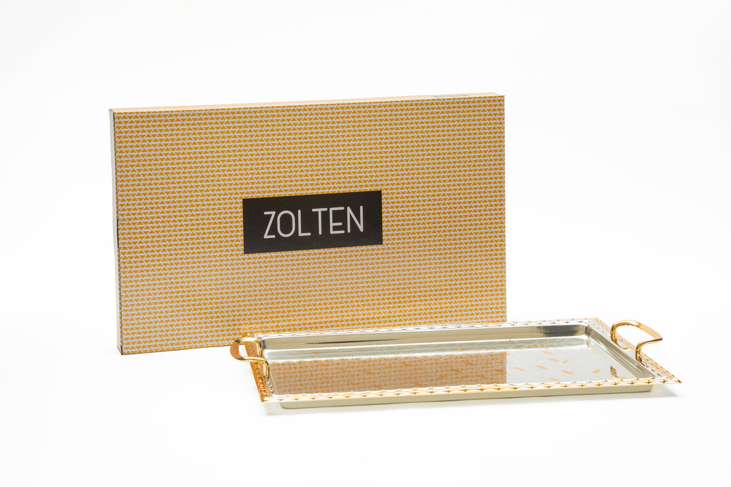 Silverplated Rectangle Tray Gold+Silver M 34.5x23.5 Cm