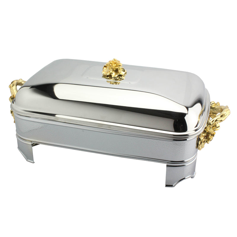 REGENT WILD BUSH STAINLESS STEEL RECTANGLE FOOD WARMER 3 QTS, GOLD COLOR