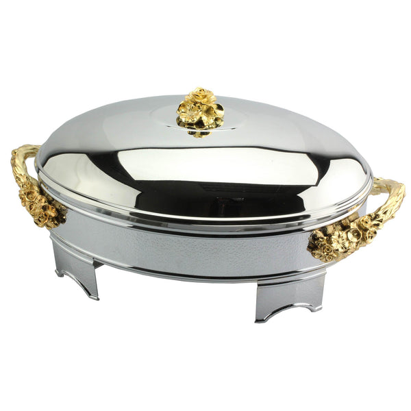 REGENT WILD BUSH STAINLESS STEEL OVAL FOOD WARMER 3 QTS, GOLD COLOR