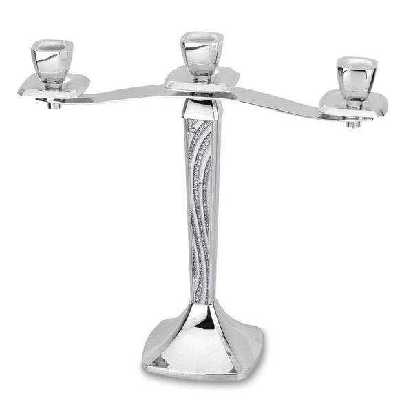 REGENT ORIENT STAINLESS STEEL CANDLE STICK FOR 3 CANDLES, SILVER COLOR