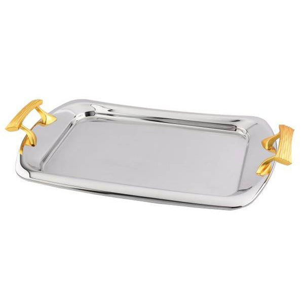 REGENT ONDA STAINLESS STEEL RECTANGLE TRAY 19X28 CM, GOLD COLOR