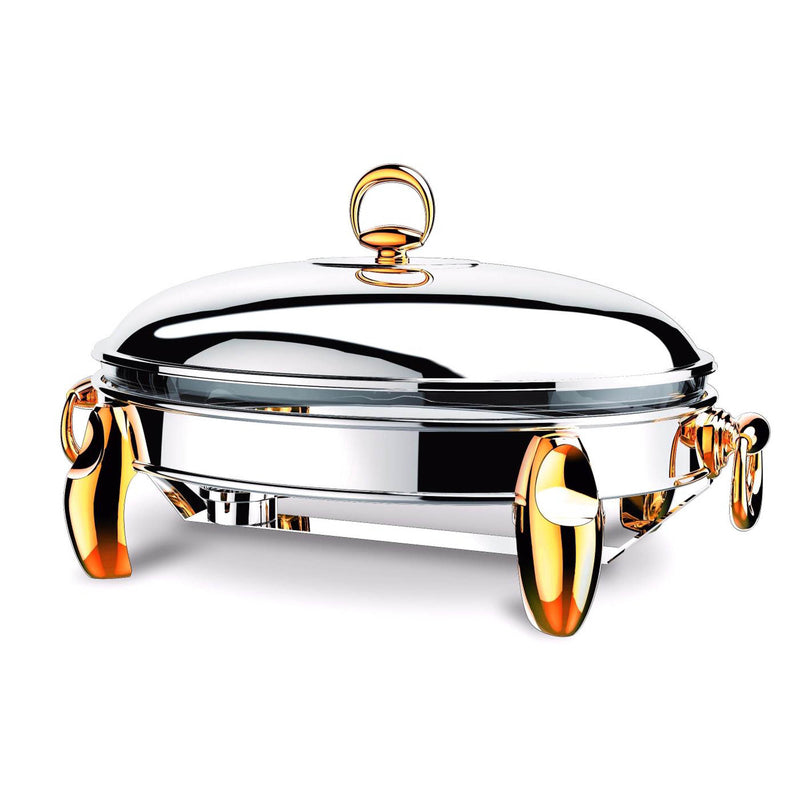 REGENT LUX STAINLESS STEEL OVAL FOOD WARMER 3 QTS, GOLD COLOR