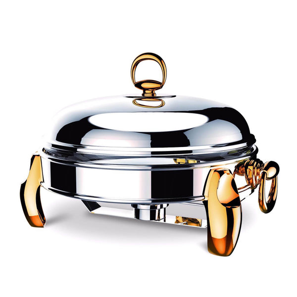 REGENT LUX STAINLESS STEEL ROUND FOOD WARMER 2.5 QTS, GOLD COLOR