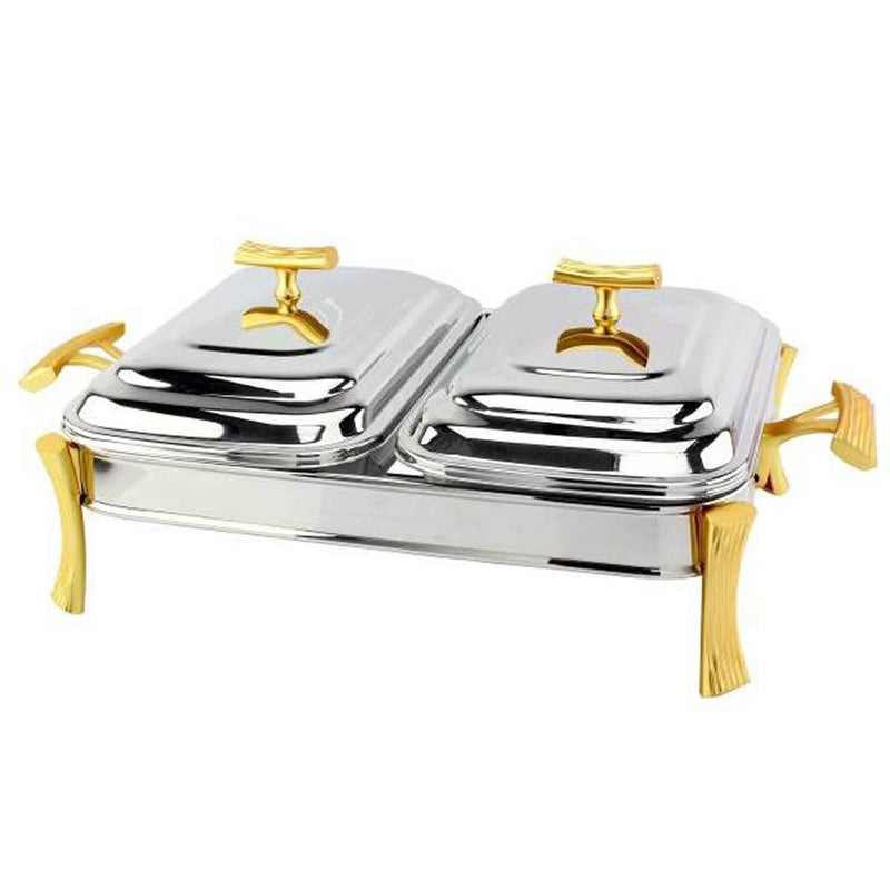 REGENT ONDA STAINLESS STEEL OBLONG FOOD WARMER 2X1.5 QTS, GOLD COLOR