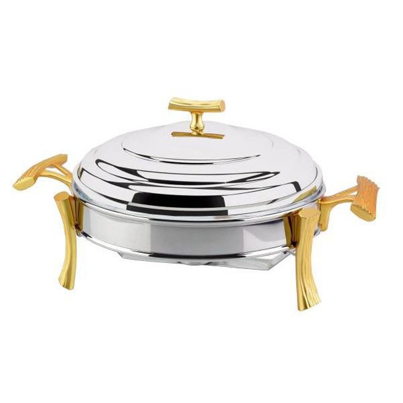 REGENT ONDA STAINLESS STEEL ROUND FOOD WARMER 2.5 QTS, GOLD COLOR