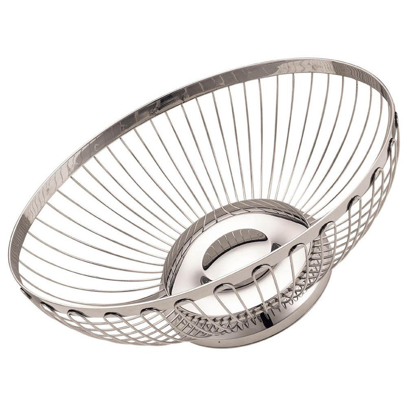 REGENT STAINLESS STEEL OVAL BREAD BASKET 28X21X9 CM, SILVER COLOR