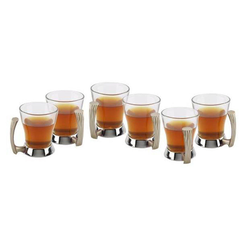 REGENT ONDA 6 PIECE STAINLESS STEEL TEA MUG SET, SILVER COLOR