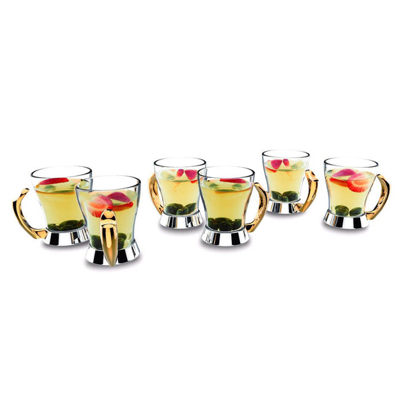 REGENT LUX 6 PIECE STAINLESS STEEL TEA MUG SET, GOLD COLOR