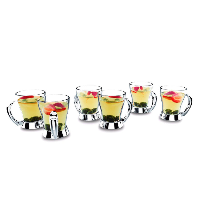 REGENT LUX 6 PIECE STAINLESS STEEL TEA MUG SET, SILVER COLOR