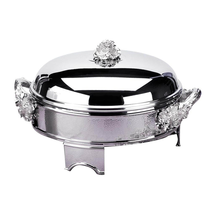 REGENT WILD BUSH STAINLESS STEEL ROUND FOOD WARMER WITH LADLE 2.5 QTS, SILVER COLOR