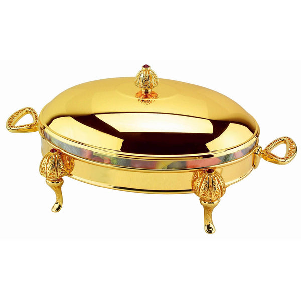 REGENT ROYAL STAINLESS STEEL GOLDPLATED OVAL FOOD WARMER 3 QTS, GOLD COLOR