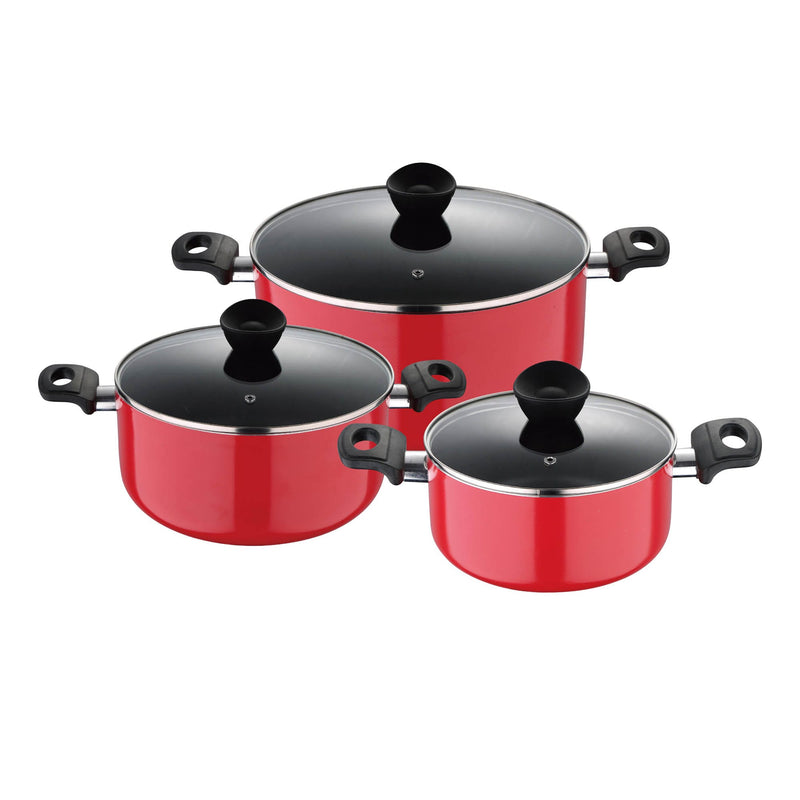 BERGNER BELLINI PRESS ALUMINIUM 6 PIECE CASSEROLE SET WITH NON-STICK COATING, RED COLOR