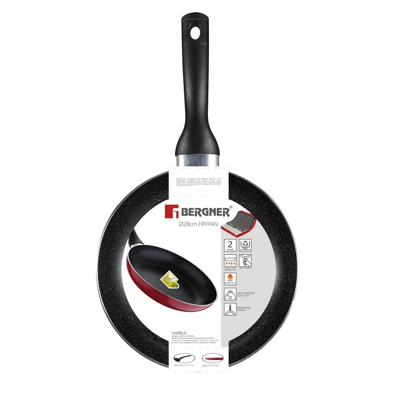 BERGNER BELLINI PRESS ALUMINIUM NON-STICK FRYPAN 28 CM, RED COLOR