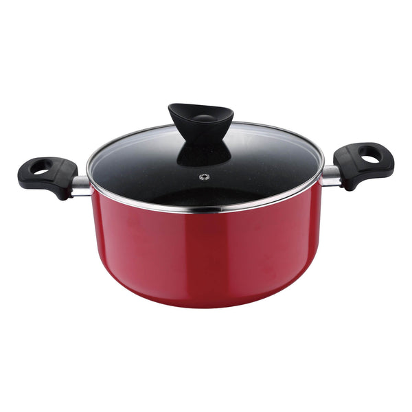 BERGNER BELLINI PRESS ALUMINIUM NON-STICK CASSEROLE WITH LID 20 CM, RED COLOR